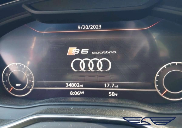 Audi S5 cena 93380 przebieg: 55683, rok produkcji 2018 z Bochnia małe 56